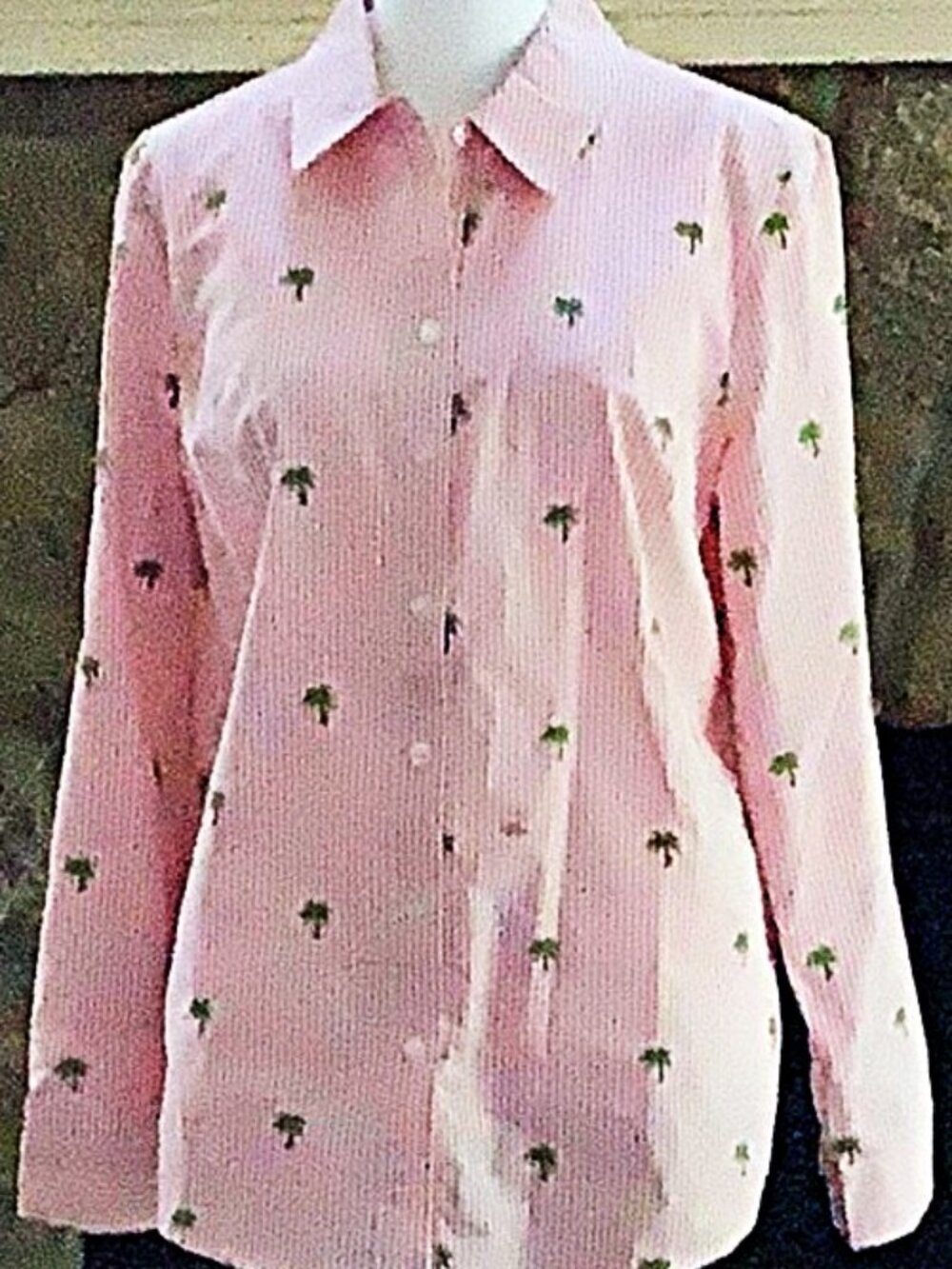 NEW shirt blouse with embroidered palm trees lilly print